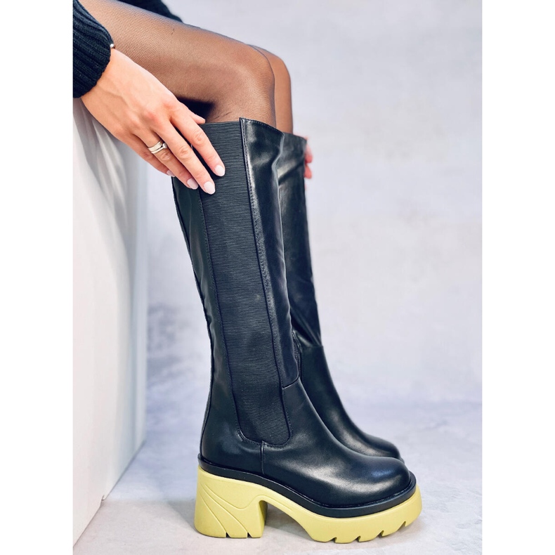 Cizme cu talpa colorata de la Woods BLACK/BLUE negru 2 Cizme cu talpa colorata de la Woods BLACK/BLUE negru 2