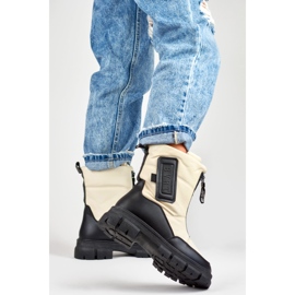 Cizme de zapada de dama bej cu talpa neagra 2