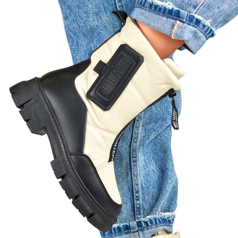 Cizme de zapada de dama bej cu talpa neagra 1