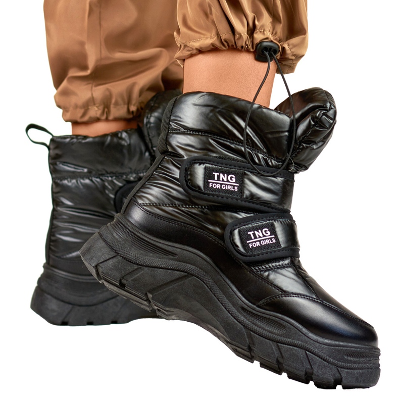 Cizme de zăpadă de damă negre cu velcro negru 1 Cizme de zăpadă de damă negre cu velcro negru 1