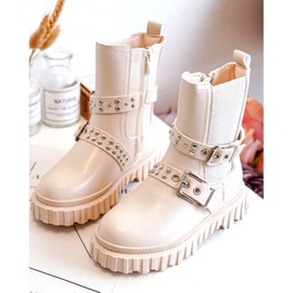 Botine pentru fete bej cu fermoar de la Adeneia 1