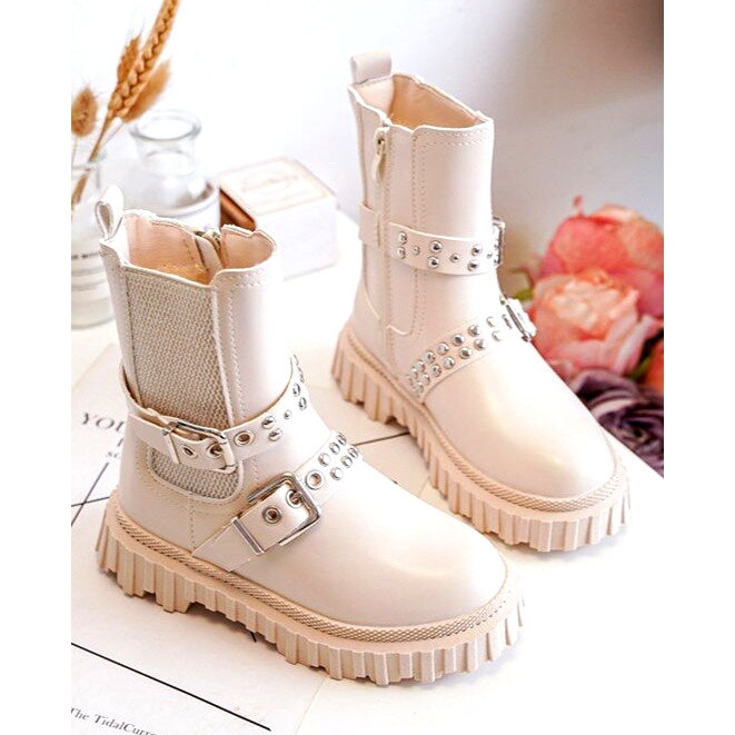 Botine pentru fete bej cu fermoar de la Adeneia 2