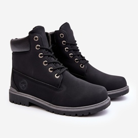 Botine pentru bărbați cu șireturi negre Memeni negru 1