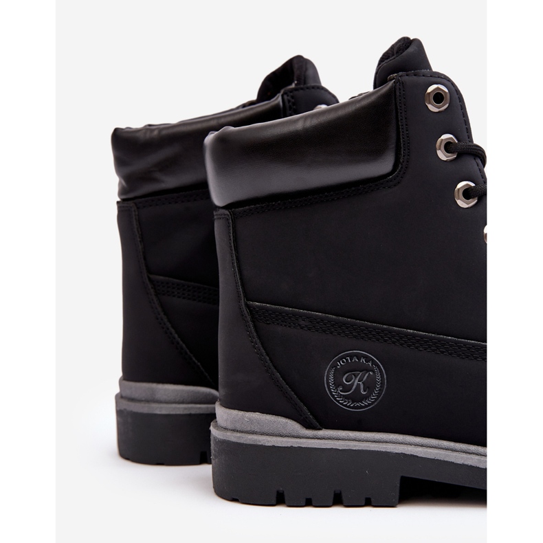 Botine pentru bărbați cu șireturi negre Memeni negru 2