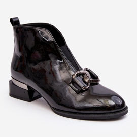 Vinceza Cizme de damă patentate cu toc mic, izolate, negru 1