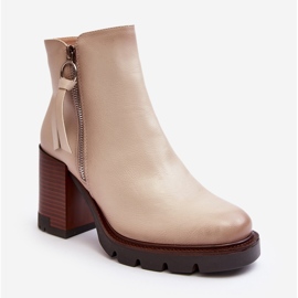 Vinceza Botine de damă din piele bej Brittney 1