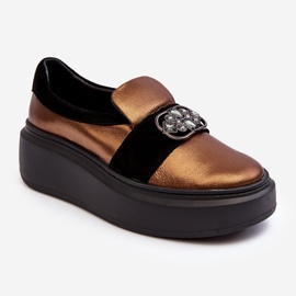 Pantofi Dama Piele Pe Platforma Cu Decoratie Laura Messi 2697/744-300 Aur de aur 1