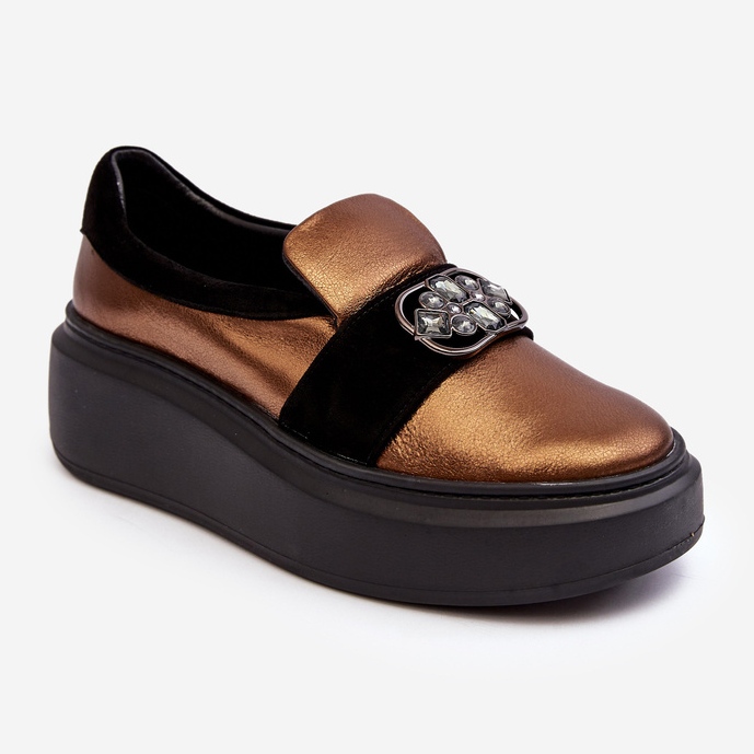 Pantofi Dama Piele Pe Platforma Cu Decoratie Laura Messi 2697/744-300 Aur de aur 1