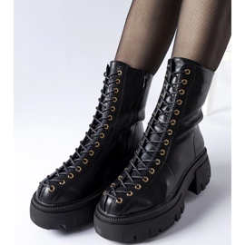 Cizme izolate negre decorate cu legare Amla negru 1