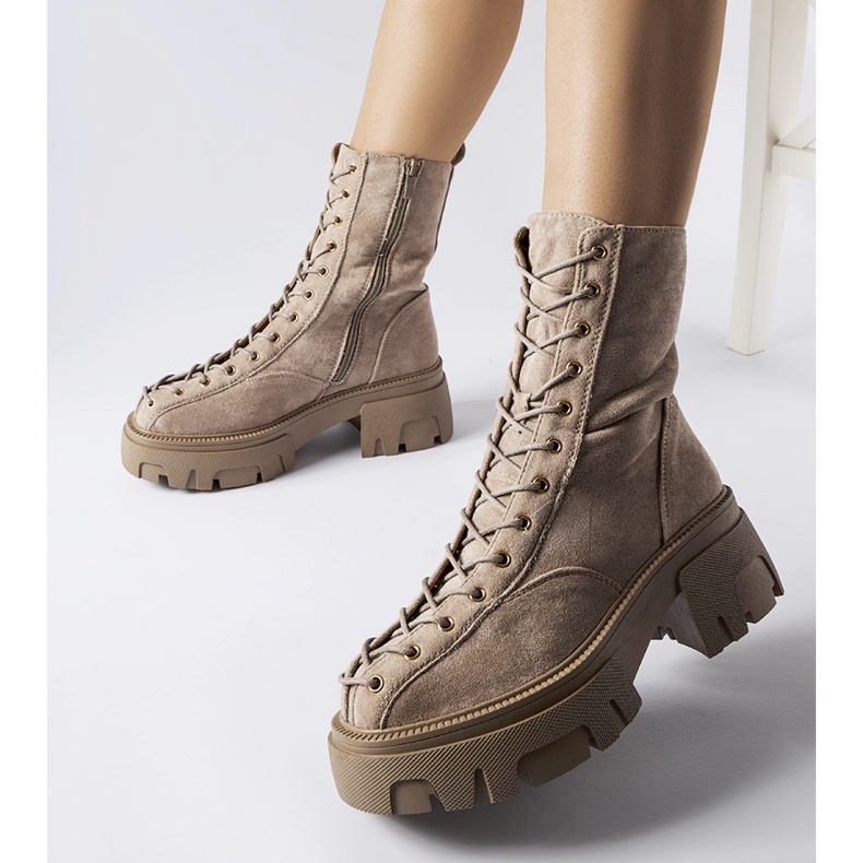 Cizme maro decorate cu legare Amol 1