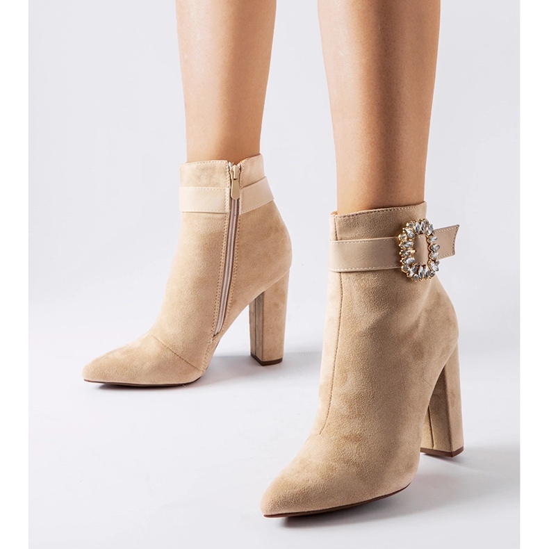 Botine bej cu strasuri Papanice 1