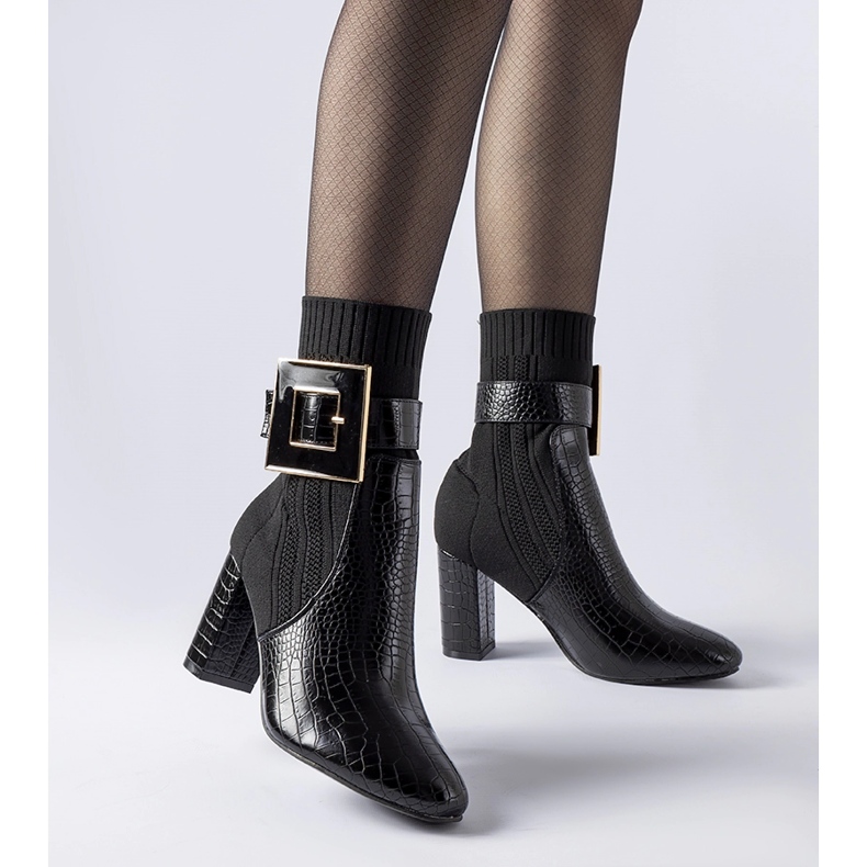 Cizme ciorapi negre Enrice cu imprimeu animal negru 1 Cizme ciorapi negre Enrice cu imprimeu animal negru 1