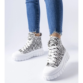 Adidași cu platformă înaltă cu model zebră Fiave alb 1