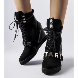 Adidasi Pugliesi negri cu toc inalt negru 1 Adidasi Pugliesi negri cu toc inalt negru 1