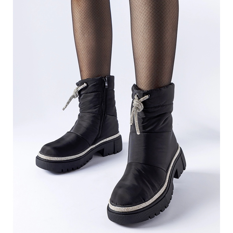 Cizme negre de zapada decorate cu zirconi Giusti negru 1 Cizme negre de zapada decorate cu zirconi Giusti negru 1