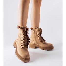 Botine bej cu volane, din piele ecologica Sterpito 1