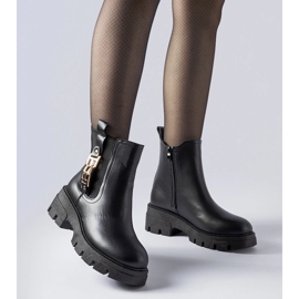 Botine negre masive cu cataramă decorativă Nuovo negru 1 Botine negre masive cu cataramă decorativă Nuovo negru 1