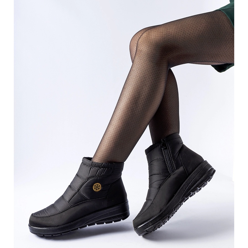 Cizme de zăpadă negre cu pană joasă Vittore negru 1 Cizme de zăpadă negre cu pană joasă Vittore negru 1