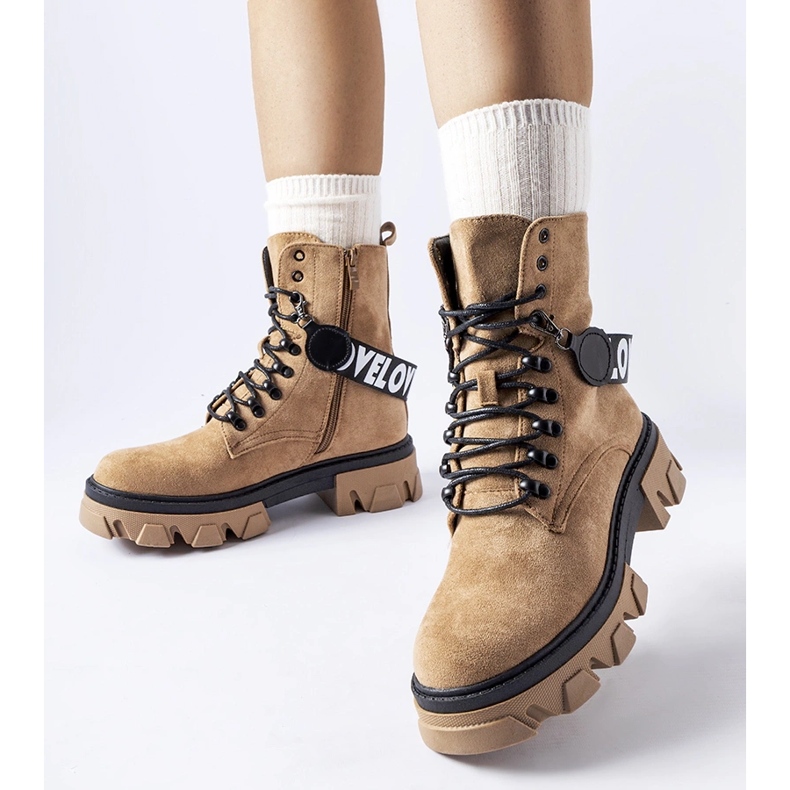 Botine bej cu curea decorativă detașabilă 2