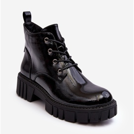 Sergio Leone Botine Izolate Cu Sireturi Piele Lacuita Neagra Bjorg negru 2