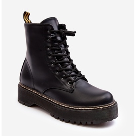 Botine de damă cu șireturi Black Maddis negru 2