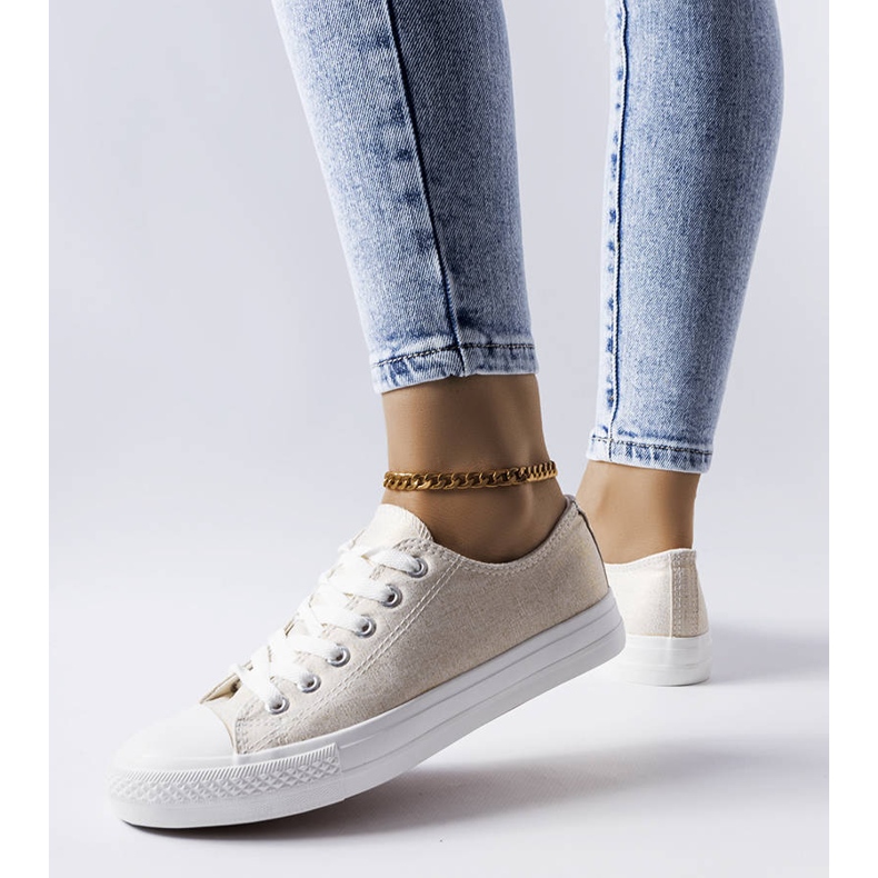 Tenisi albi strălucitori Vignette bej 1