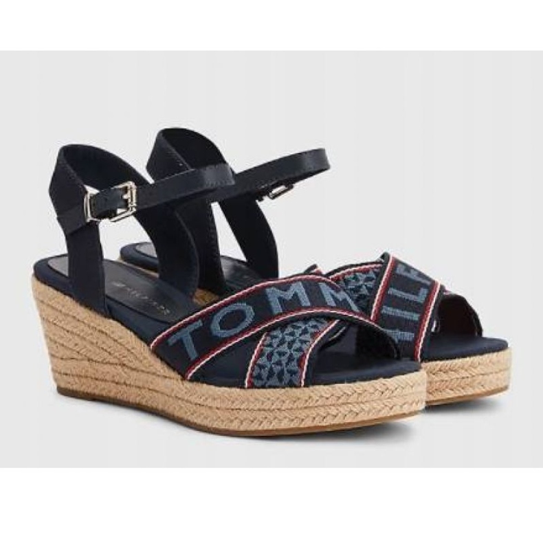 Sandale Tommy Hilfiger Webbing Low Wedge W FW0FW06297 albastru 1