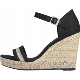 Sandale Tommy Hilfiger Grosgrain High Wedge W FW0FW05254 negru 1