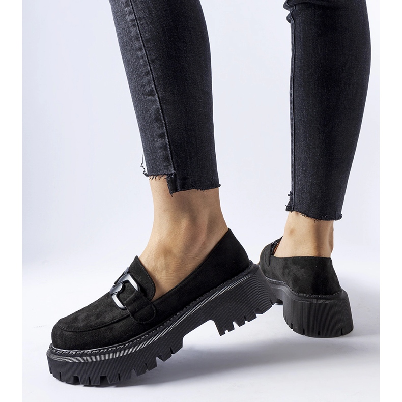 Mocasini din piele ecologică Black Worth negru 1