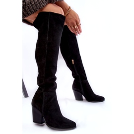 Lewski Shoes Cizme înalte de damă din piele intoarsa Lewski 2833 negru 4