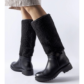 Cizme negre decorate cu blana Plains negru 1