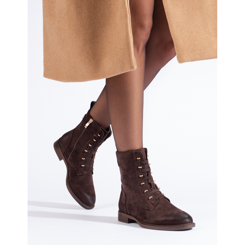 Genți de damă Shelovet din piele intoarsa maro 1