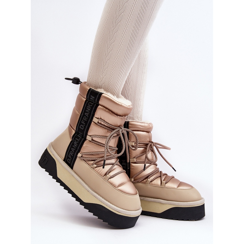 Cizme de zăpadă pentru femei cu talpă groasă Vegană D.Franklin DFSH371006 Bej 2