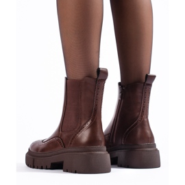 Cizme Chelsea ajurate Shelovet maro 2