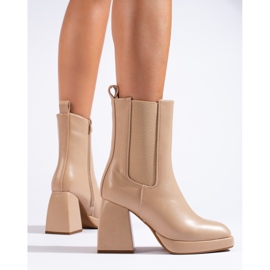 Ghete Chelsea de damă Shelovet bej cu toc larg 1