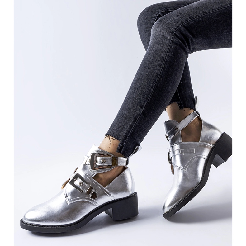 Botine Ritaldi, metalice strălucitoare, croite argint 1