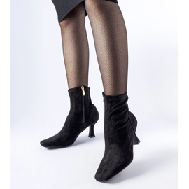 Botine negre Lucerne cu toc jos negru 1