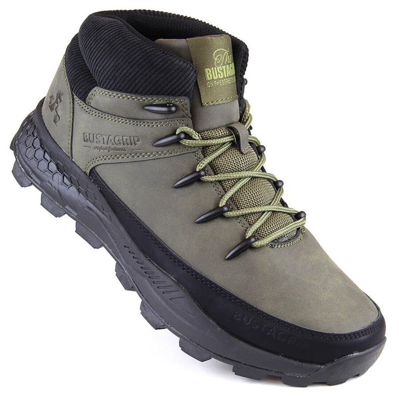 Bustagrip Pantofi de trekking înalți din piele pentru bărbați, verzi verde 1 Bustagrip Pantofi de trekking înalți din piele pentru bărbați, verzi verde 1