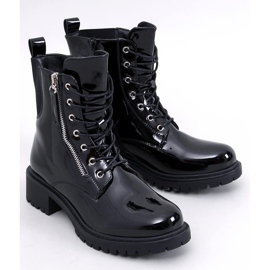 Botine cu șireturi vopsite în Dendy Black negru 1