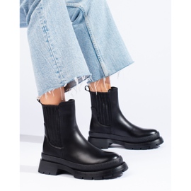 SHELOVET Cizme chelsea negre cu talpa groasa negru 1