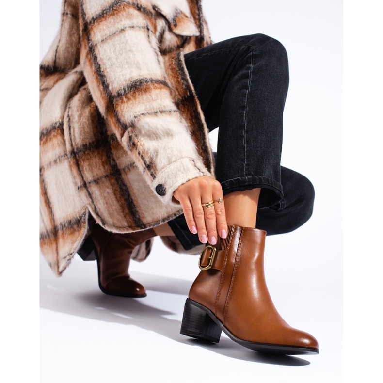 Botine elegante maro Shelovet cu toc înalt 1 Botine elegante maro Shelovet cu toc înalt 1