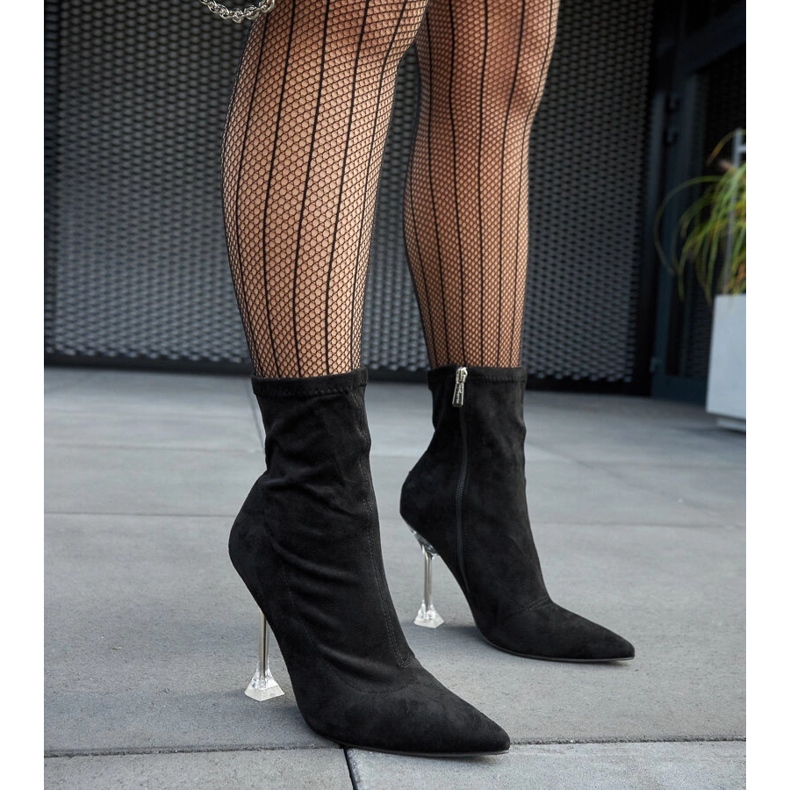 Botine Ferguson negre cu toc decorativ negru 1