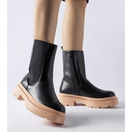 Botine negre cu talpa Garden roz deschis negru 1