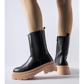 Botine negre cu talpa Garden roz deschis negru 2