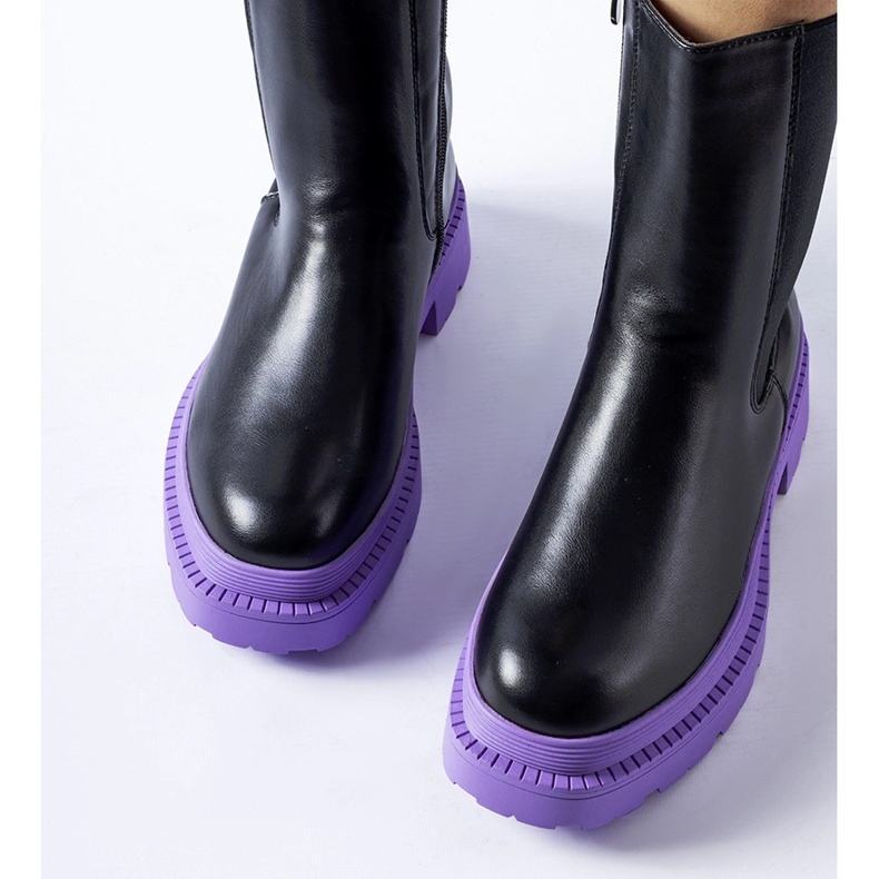 Botine negre cu talpa mov Garden negru 1 Botine negre cu talpa mov Garden negru 1