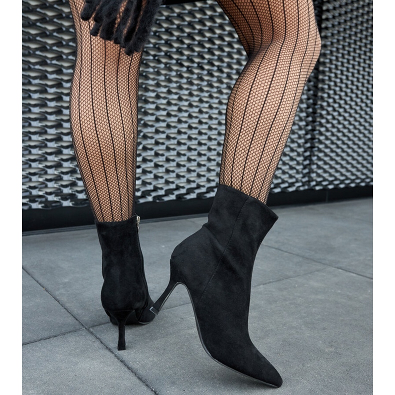 Botine negre Guimond cu toc mic negru 1