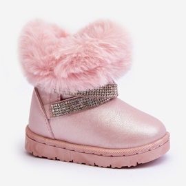 Cizme De Zăpadă Pentru Copii Pink Hollee Cu Zirconii Cubic roz 1