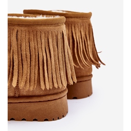 Cizme izolate pentru zapada pentru copii cu franjuri decorative Camel Nimia maro 1