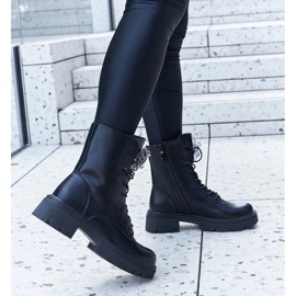 Botine negre Accadia cu margele decorative negru 1