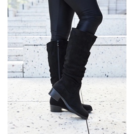 Cizme negre încrețite din piele ecologică Angelico negru 1